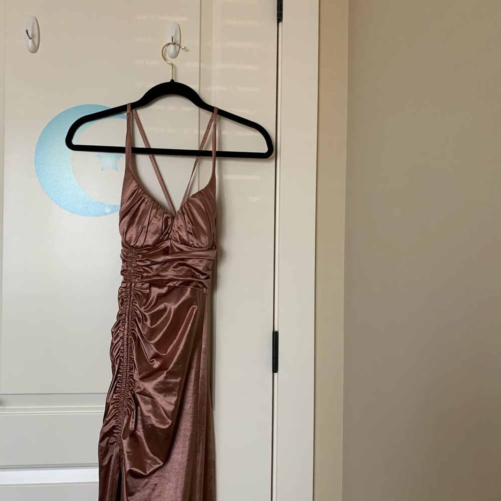 Satin Muave taupe fashion nova formal dress